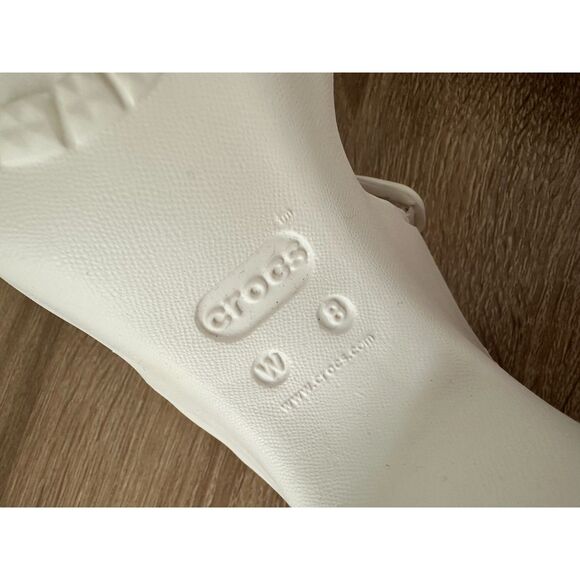 Crocs Cyprus V White Tan Heels Open Toe Sandals Women's Size 8 - Picture 3 of 10